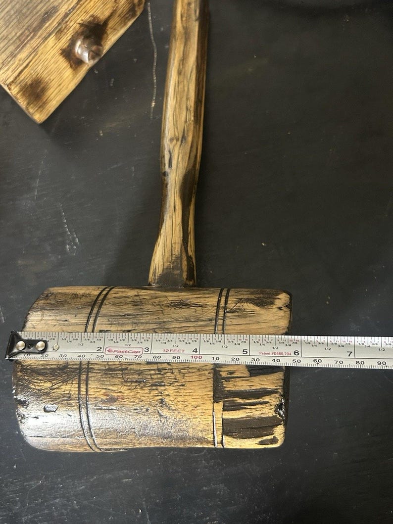 Antique Wooden Carpenter's Mallet | Restored Primitive Joiner Tool image 5