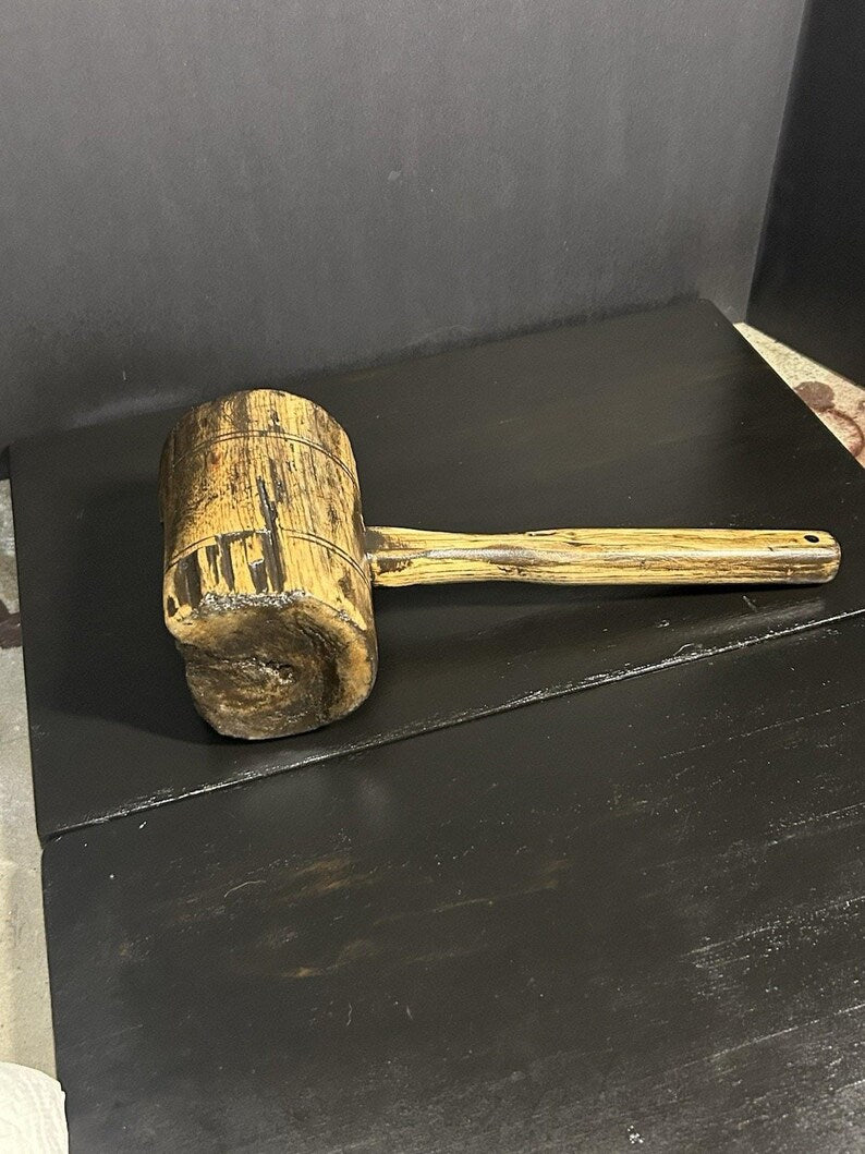 Antique Wooden Carpenter's Mallet | Restored Primitive Joiner Tool image 7