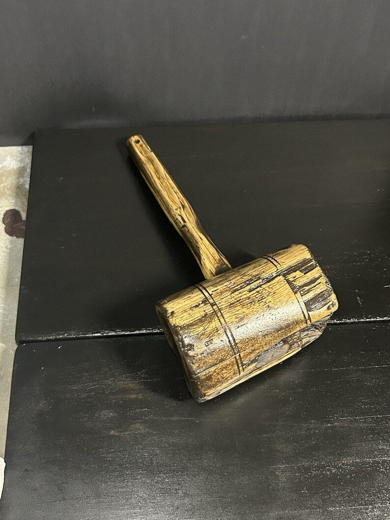 Antique Wooden Carpenter's Mallet | Restored Primitive Joiner Tool image 9