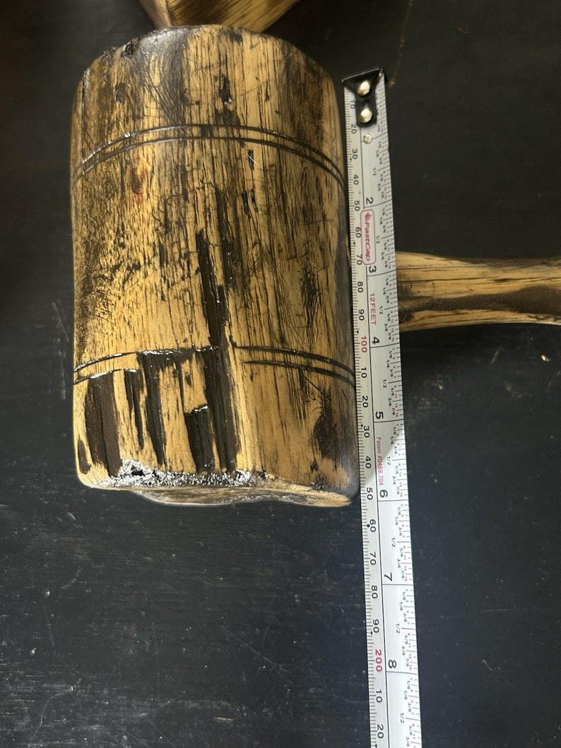 Antique Wooden Carpenter's Mallet | Restored Primitive Joiner Tool image 10