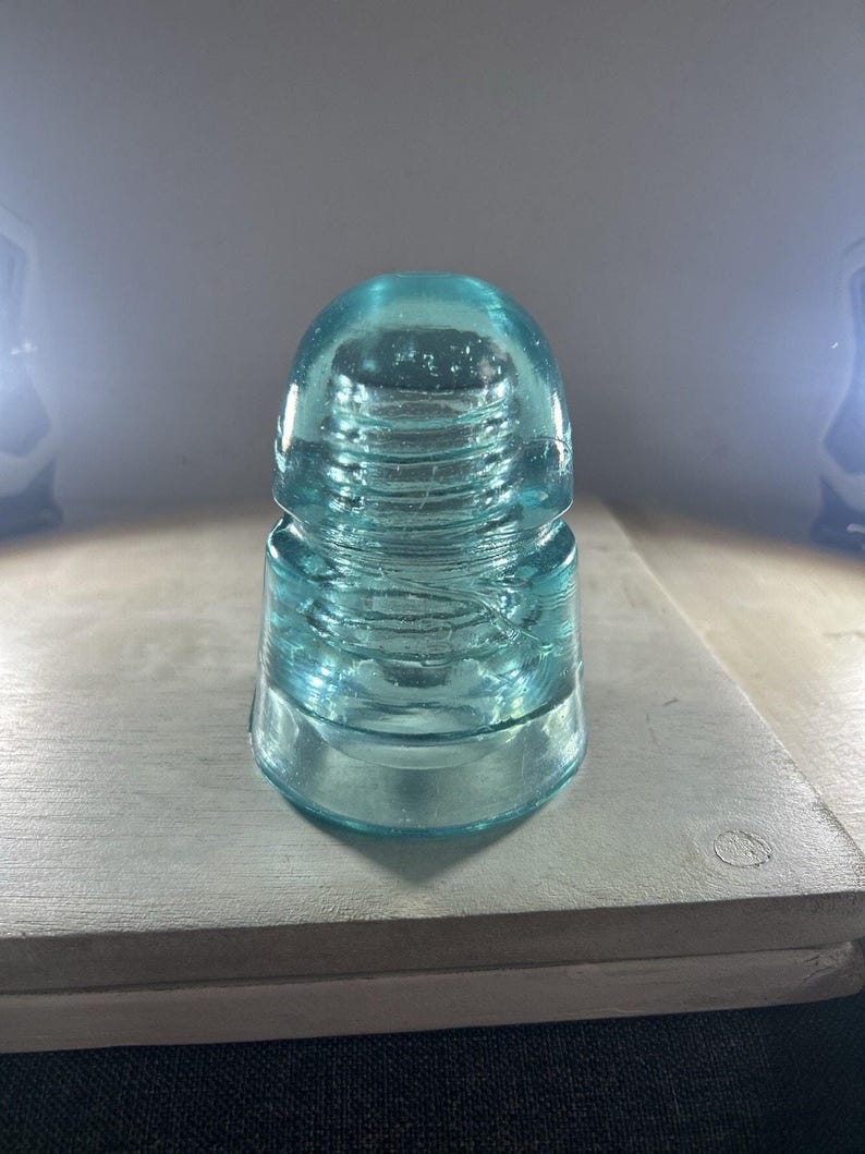Antique Brookfield CD 145 Ice Blue Insulator Great Clarity Light Aqua Tone 4 Inch c.1895-1915 image 3