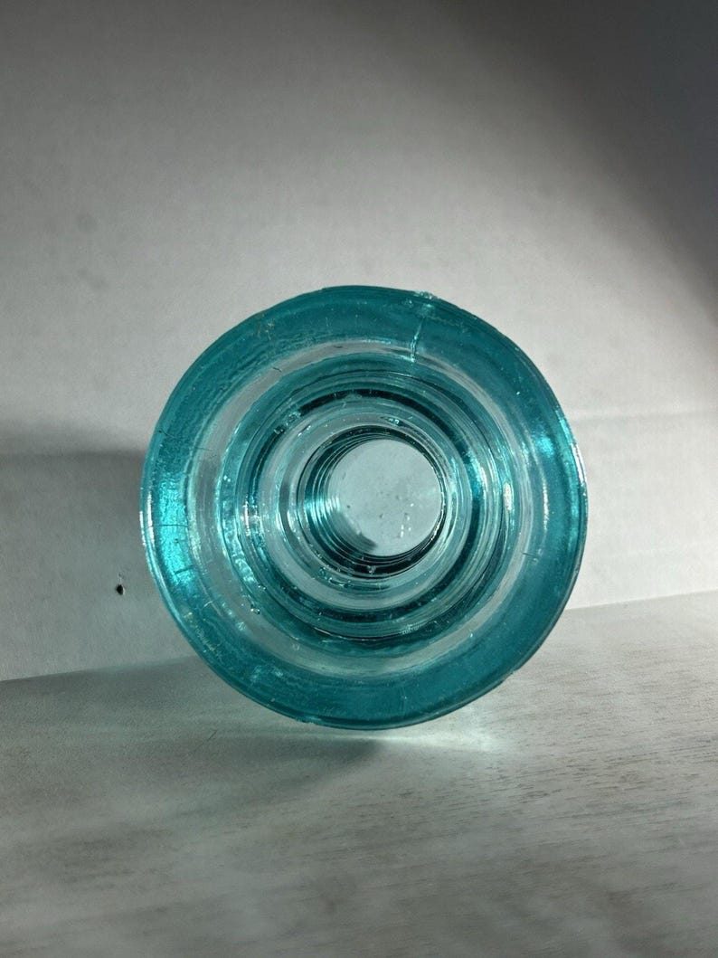 Antique Brookfield CD 145 Ice Blue Insulator Great Clarity Light Aqua Tone 4 Inch c.1895-1915 image 4