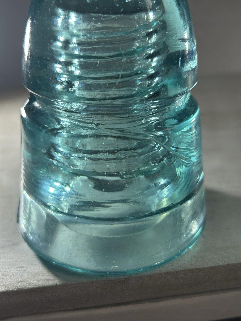 Antique Brookfield CD 145 Ice Blue Insulator Great Clarity Light Aqua Tone 4 Inch c.1895-1915 image 6
