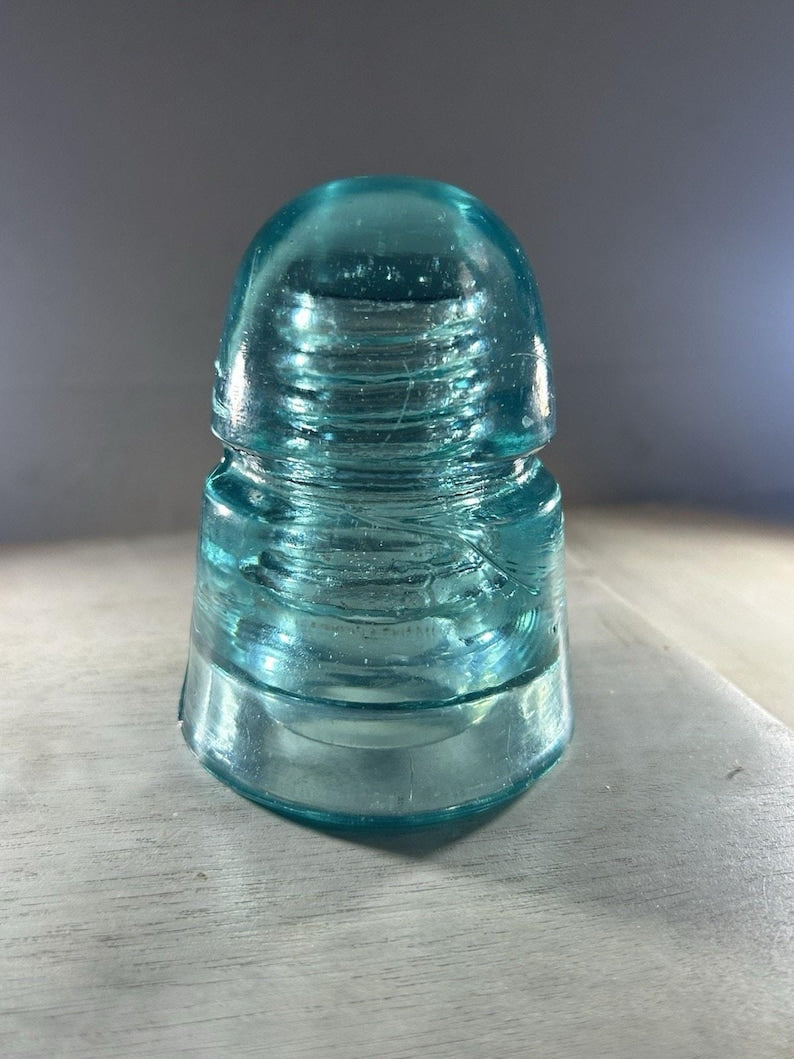 Antique Brookfield CD 145 Ice Blue Insulator Great Clarity Light Aqua Tone 4 Inch c.1895-1915 image 10