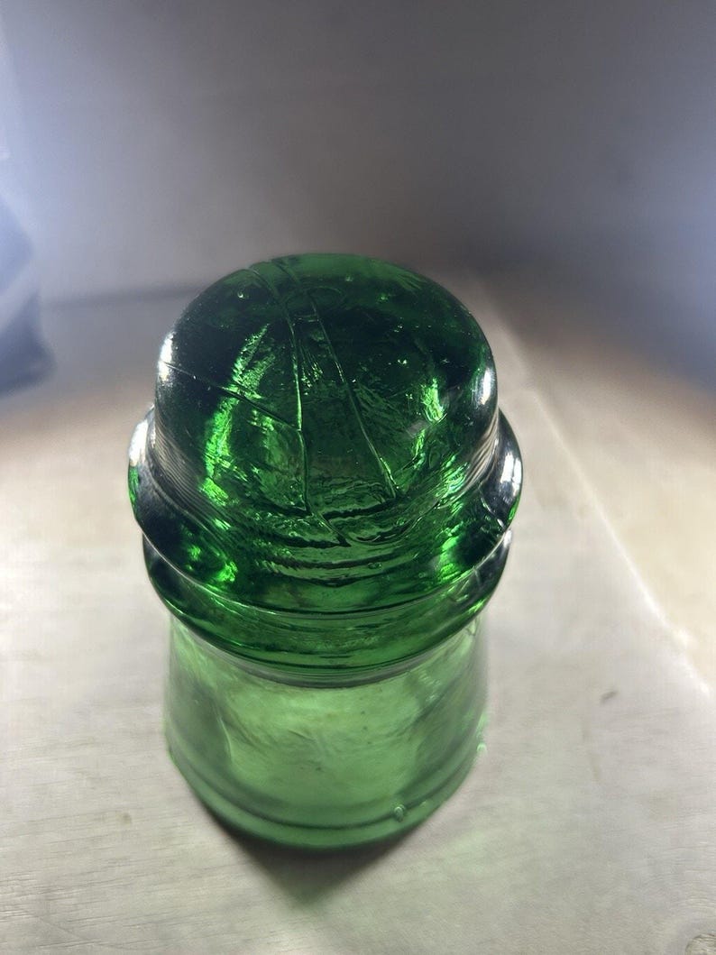 Antique Brookfield CD 145 Emerald Green Insulator Heavy Bold Bubbling Color Gem-Like 1900s image 6