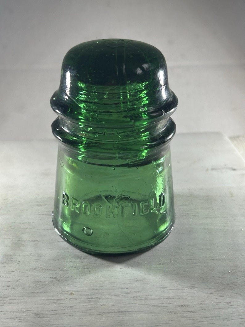Antique Brookfield CD 145 Emerald Green Insulator Heavy Bold Bubbling Color Gem-Like 1900s image 8