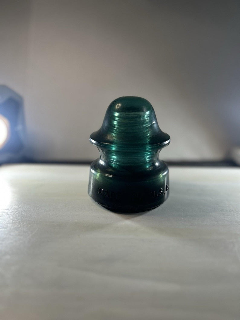 Antique Hemingray No. 20 Deep Green Swirl Insulator Chunky Form Hand-Poured Bubbles Swirl Variations image 10