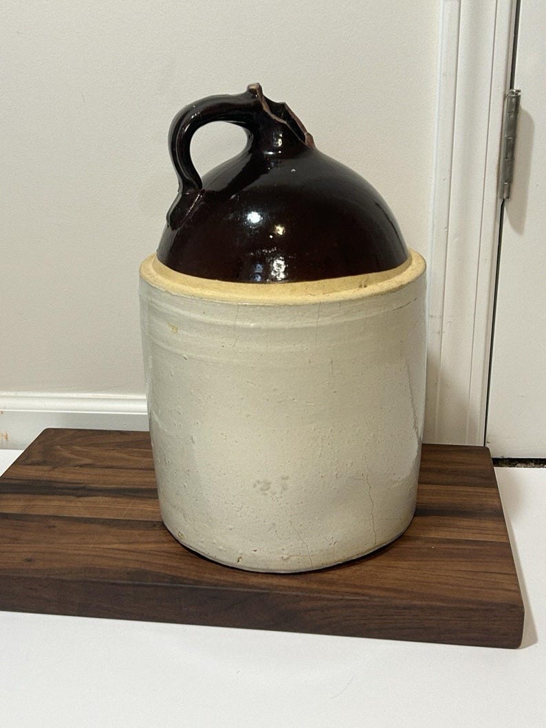 Antique 2-Gallon Stoneware Whiskey Jug, Two-Tone Albany Slip Glaze and Cobalt 2 Mark image 6
