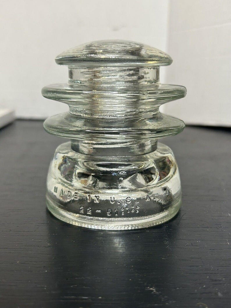 Antique Hemingray-56 Clear Glass Insulator CD 154 USA Telephone Line Glass Collectible image 1
