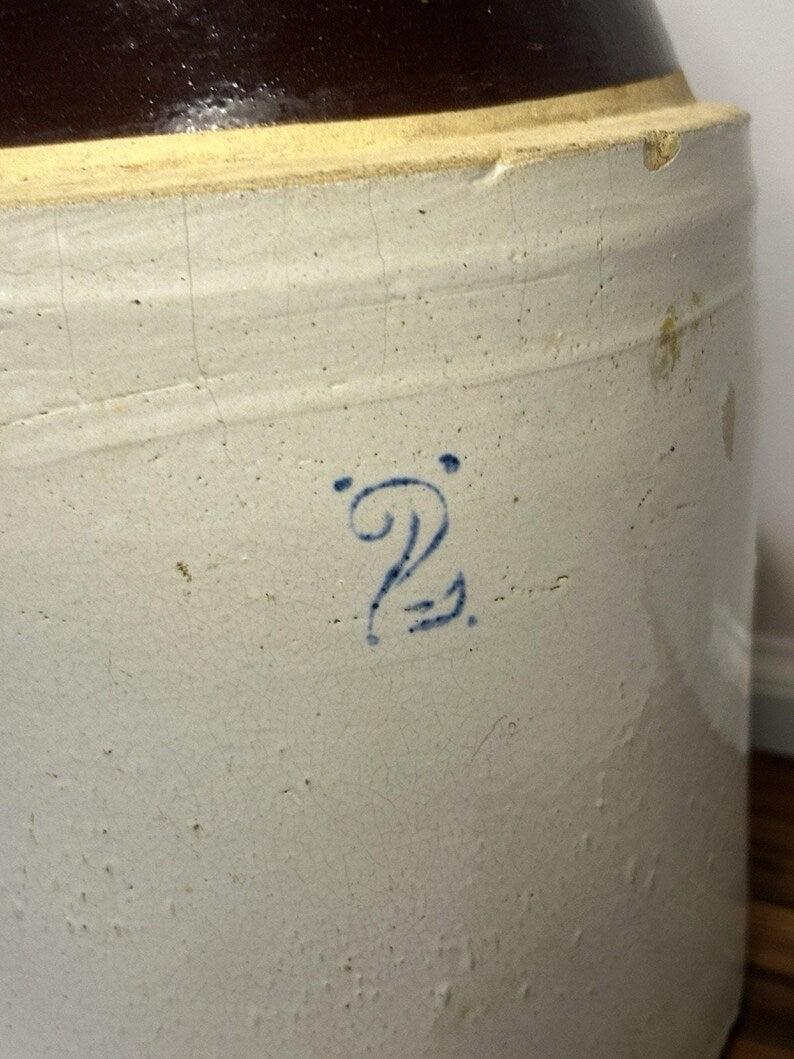 Antique 2-Gallon Stoneware Whiskey Jug, Two-Tone Albany Slip Glaze and Cobalt 2 Mark image 3