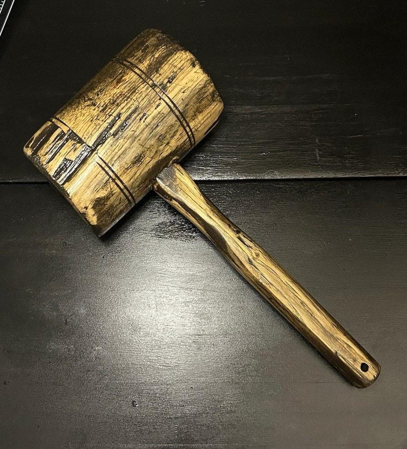 Antique Wooden Carpenter's Mallet | Restored Primitive Joiner Tool image 1