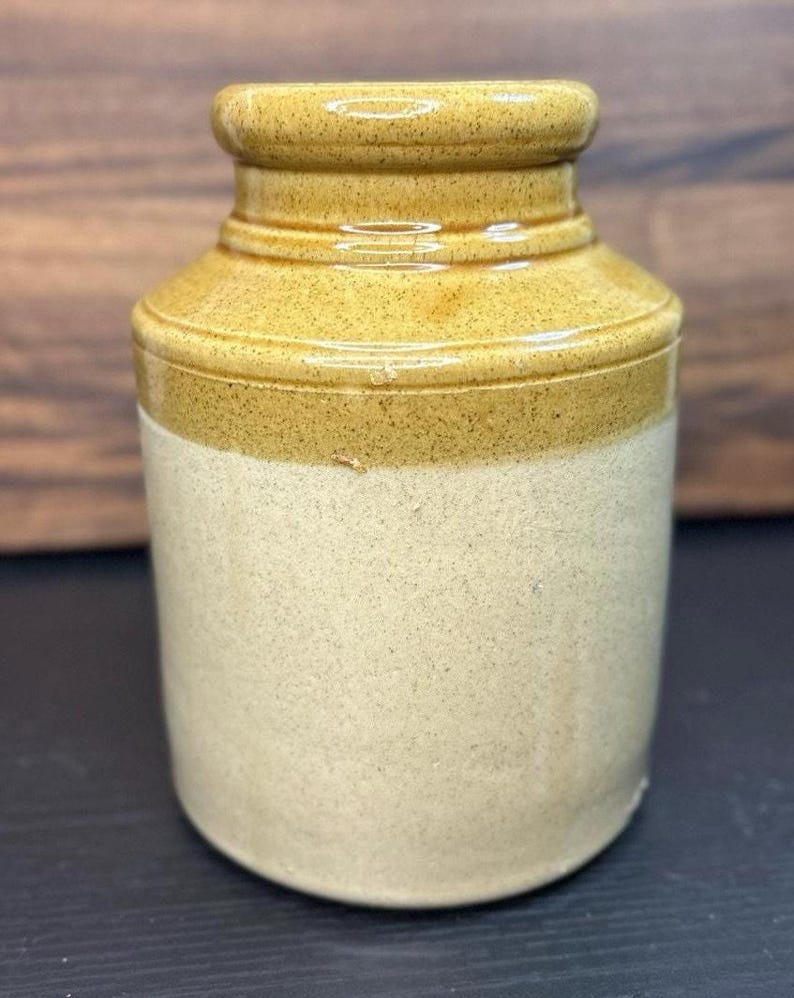 C.B. Skey Stoneware Jar, Antique English Farmhouse Crock, Salt-Glazed Tan Pottery (late 1800s, early 1900s) image 1