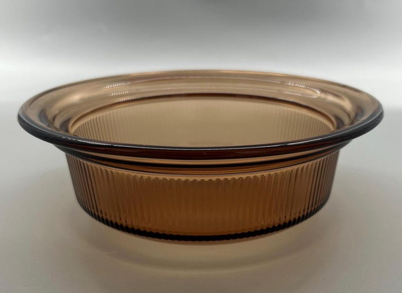 Pyrex Vision Ware Amber Pie Dish V-30-B - 1980s Borosilicate Glass Bakeware image 1