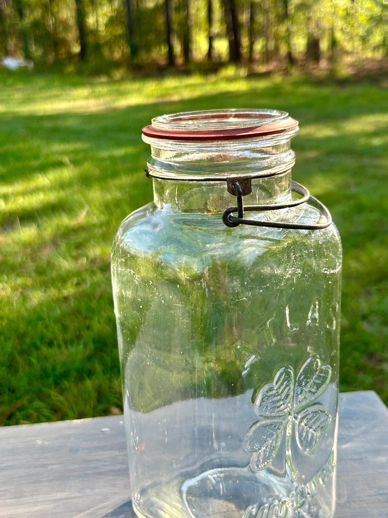 Front outdoor view showing the glass lid, red gasket, and wire bail.