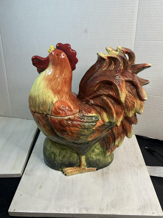 Vintage Rooster Cookie Jar Susan Winget Certified International Farmhouse Kitchen