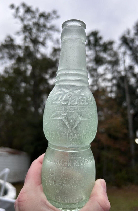 Antique Rare Early 1920 NuGrape Soda Bottle Savannah GA Embossed Art Deco Antique