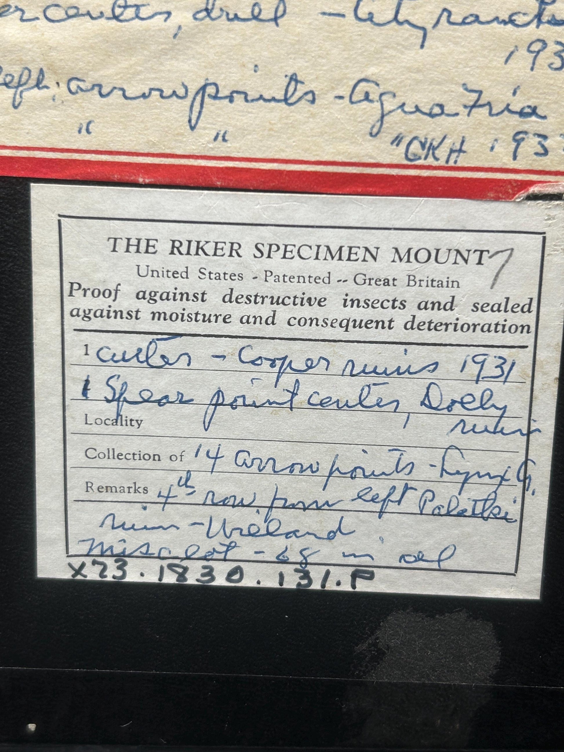 Historical copper artifacts with period documentation