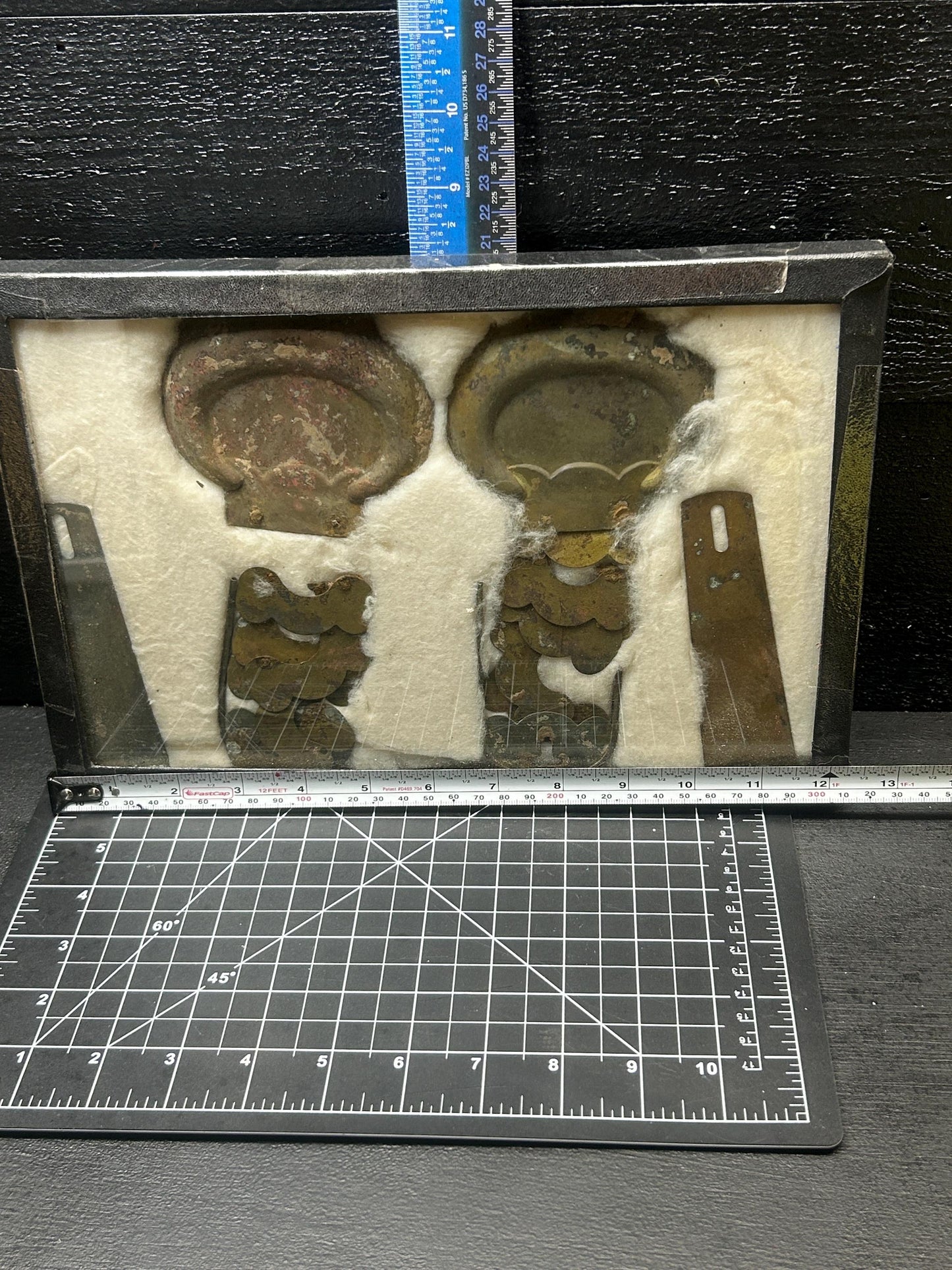 Antique military artifact display condition detail