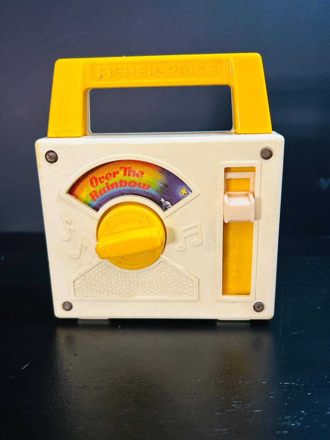 Vintage Fisher Price Music Box Radio 1981 Over the Rainbow Working Yellow Toy