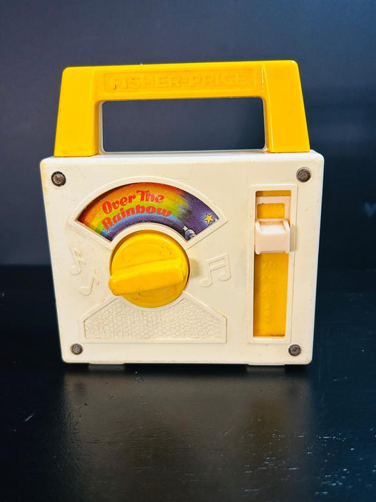 Vintage Fisher Price Music Box Radio 1981 Over the Rainbow Working Yellow Toy