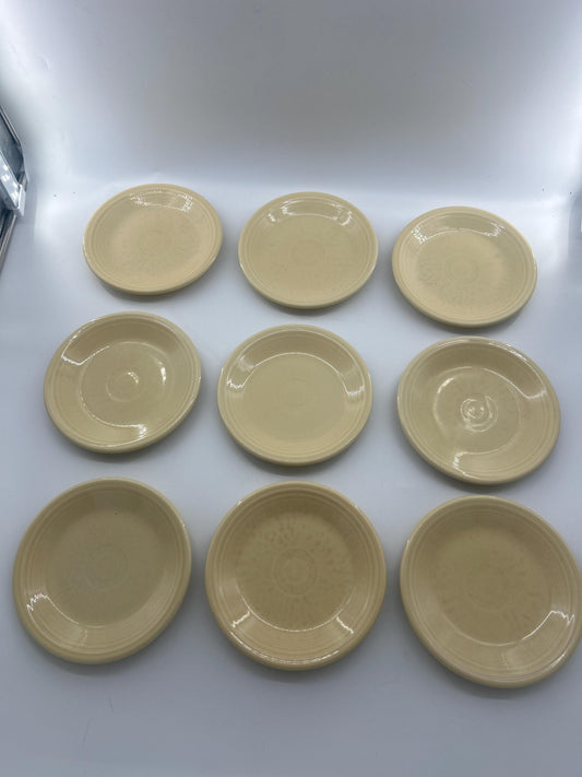 Vintage Fiestaware Dinner Plates Set of 9 Ivory Yellow Fiesta Homer Laughlin USA