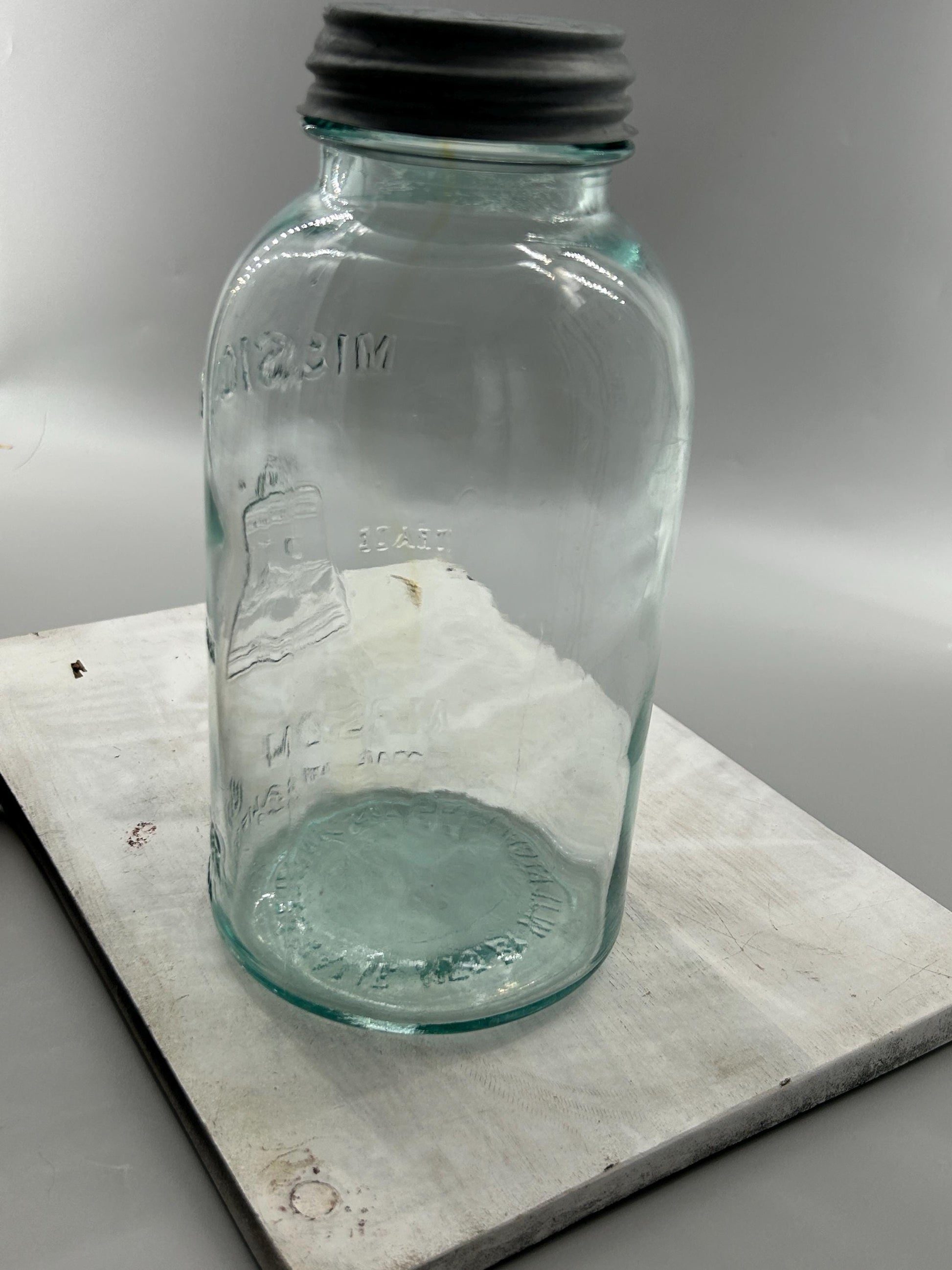 Mission jar zinc lid and milk glass liner