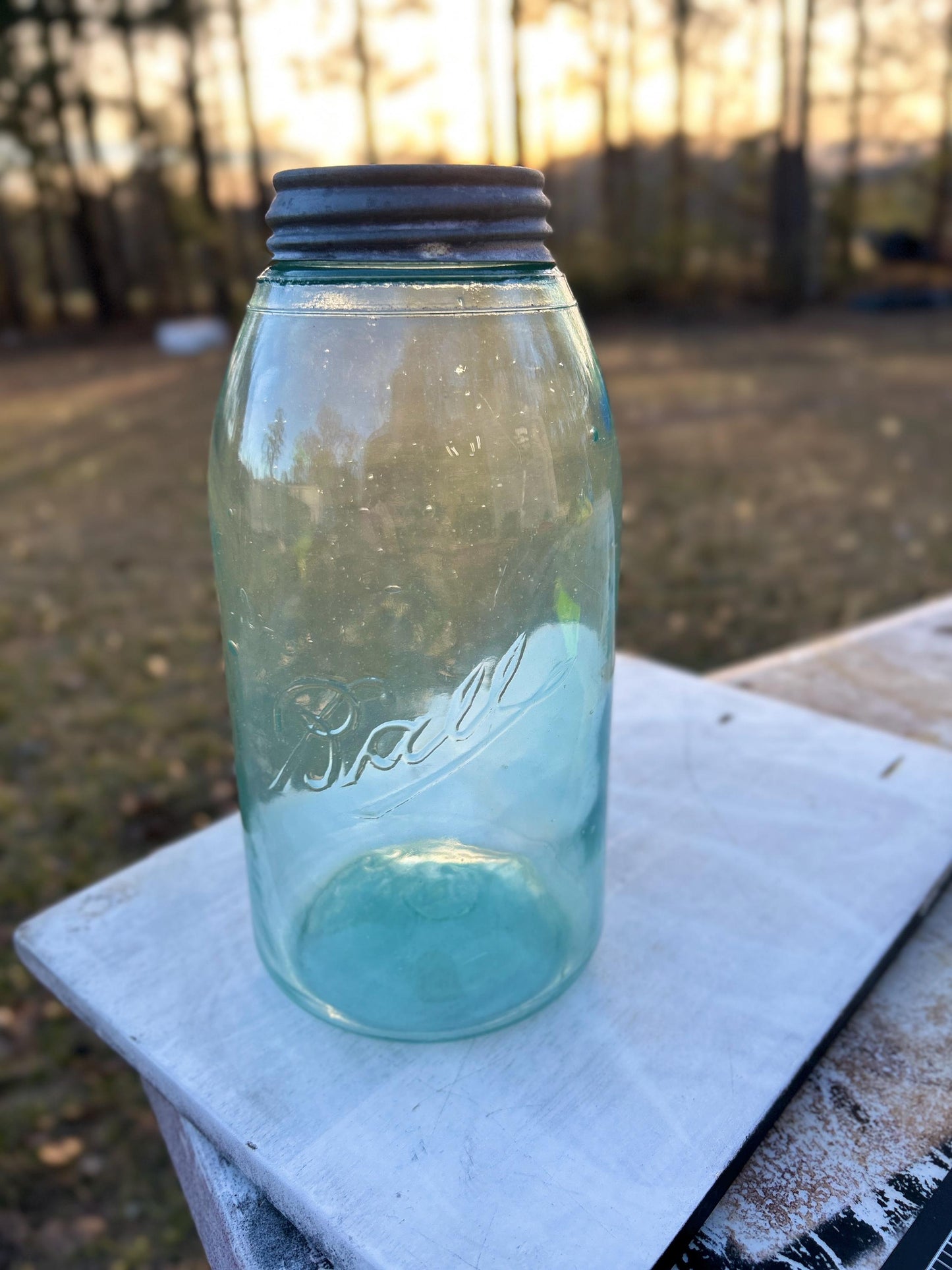 Antique Ball jar side and heel condition