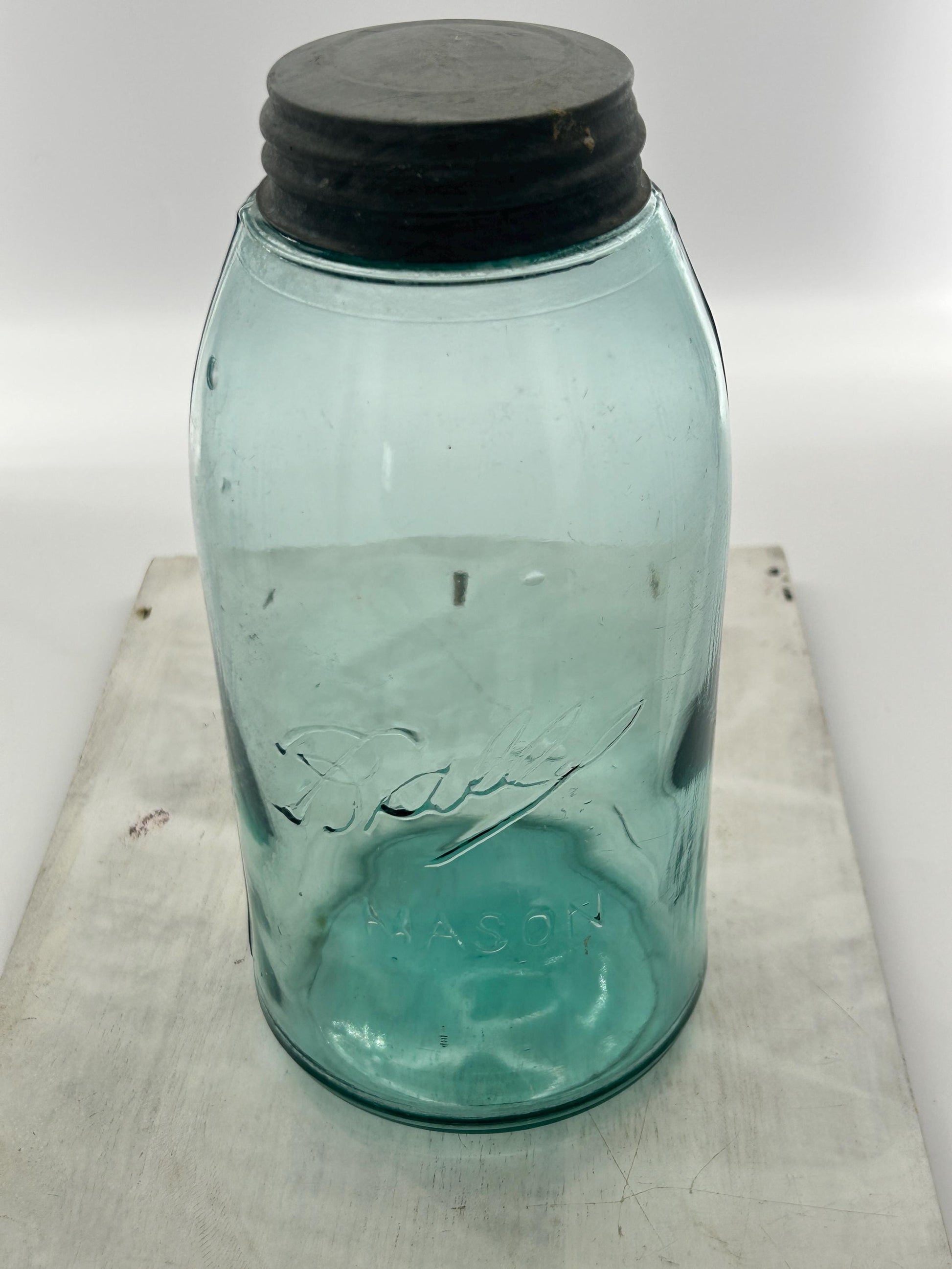 Antique Ball half gallon jar display angle