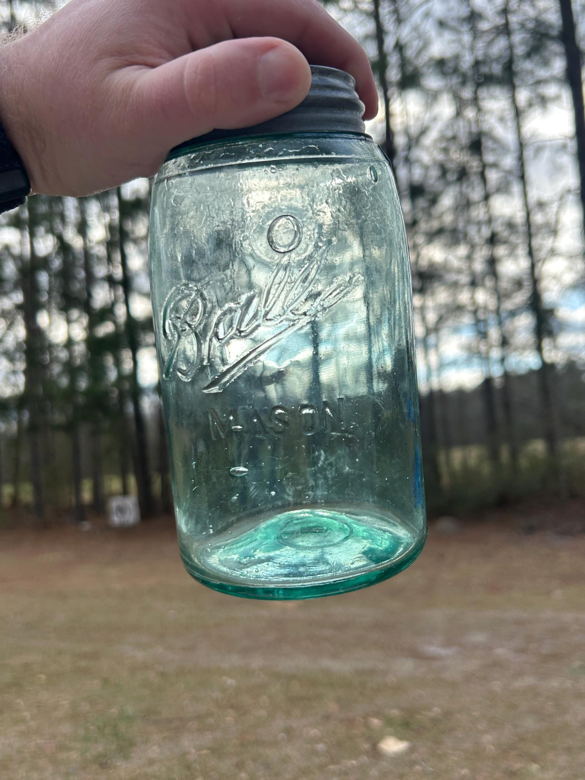 Emerald green antique fruit jar glass color