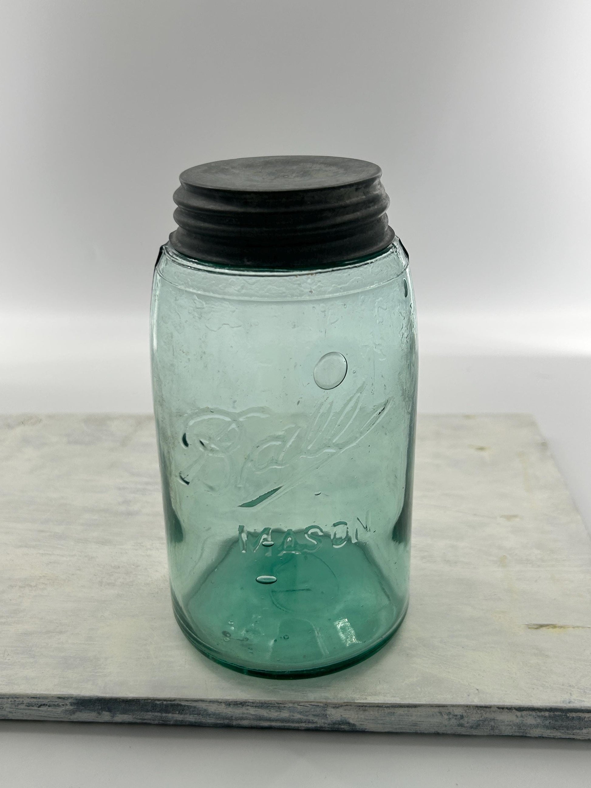 Antique Ball Triple-L MASON quart forest green fruit jar